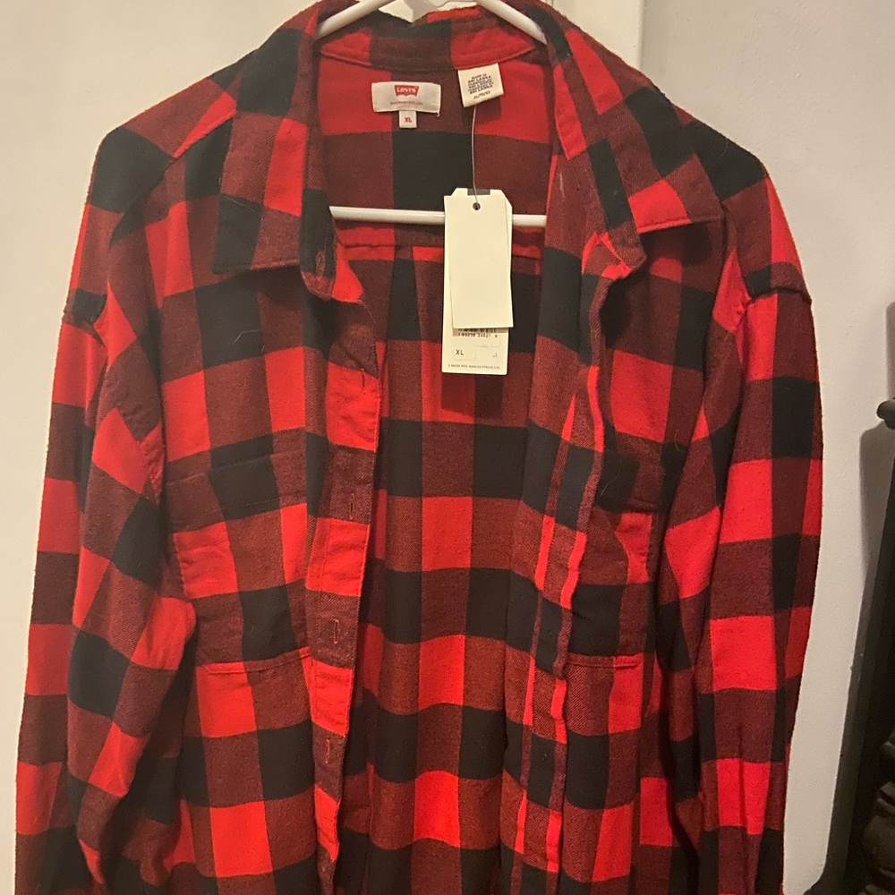 Levi’s mens XL black and white checkered flannel shirt